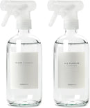 MaisoNovo Glass Spray Bottles for Cleaning - 16.9 fl oz Clear x 2 with 16 Labels by GreenHaven Gardens