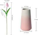 Mandy's Artificial Tulips 28 Stems Light Pink with Gradient Pink Vase PU Faux Flowers for Wedding Home Decor 13.5 Inch by CozyNest Decor