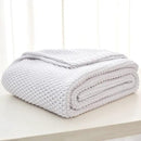 Chunky Cable Knit Throw Blanket Lightweight White 100% Organic Cotton Blanket for Sofa Couch Bed Baby Nursery, Rustic Shabby Chic Modern Farmhouse, Pure White 51” x 63” Give Laundering Bag by CozyNest Decor