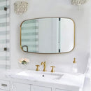 ANDY STAR Gold Bathroom Mirror, 20x30’’ Brushed Gold Vanity Mirror for Bathroom, Brushed Brass Oblong Stainless Steel Metal Frame Mirror for Over Sink by CozyNest Decor