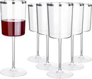 Ciaell 12 Pack Plastic Wine Glasses - 14 Oz Plastic Wine Glasses with Stem - Square Silver Disposable Stemmed Glass for Parties & Weddings & Outdoors by CozyNest Decor
