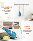 Cooking Spoon for Nonstick Cookwares, Great for Cooking and Serving Sturdy BPA-Free Matte Silicone, Wood Handle Spoon for Mixing, Scoop, and Scrape (Khaki & Turquoise, 13.4 inch) by CozyNest Decor