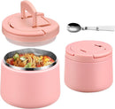 14oz Insulated Vacuum Food Jar with Buckle Lid,Soup Thermo for Hot Food Kids,Wide Mouth Leakproof Stainless Steel Lunch Container with Spoon-Pink by TinyTreasures Baby Boutique