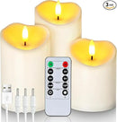 Homemory Rechargeable Flameless Candles, LED Candles, Battery Operated Candles with Remote and Timers, Outdoor Waterproof, Long Lasting, Set of 3 by CozyNest Decor