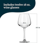 Libbey Vina Diamond Balloon Wine Glasses Set, Unique Angular Red Wine Glasses Set of 12, Large, Elegant Glass Wine Glasses for Celebratory Events by CozyNest Decor