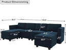Belffin Modular Sectional Sofa U Shaped Velvet Couch with Reversible Chaise Oversized Couch with Ottoman Blue… by CozyNest Decor