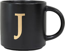 COLLECTIVE HOME - Monogram Ceramic Mugs, 15 oz Golden Initial Black Coffee Cups, Elegant Alphabet Tea Mugs, Elegant Personalized Mug with Gift Box, Unique Mug with Double Side Capital Lette (J) by CozyNest Decor