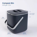 Blue Ginkgo Kitchen Compost Bin [2.6L / 0.69 GAL] – Filter-Free, Odor-Tight Countertop Food Waste Pail with Handles (Made in Korea, Gray) by GreenHaven Gardens