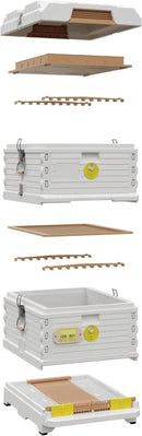 Ergo Insulated 10 Frame Bee Hive Set [NO Frames Included] (Double Deep, White Body Yellow Entrance) by GreenHaven Gardens