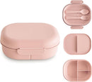 mushie Kids Bento Lunch Box | 3-Compartment & Removable Divider + Fork & Spoon Utensils | Great For Meals, School, Snacks On-the-Go | Dishwasher Safe (Blush) by TinyTreasures Baby Boutique