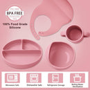 Silicone Baby Feeding Set 14 Pcs,Baby Led Weaning Supplies, Baby Spoons Suction Bowl Divided Plate Bib Cup Finger Brush,First Stage Solid Food Eating Utensils - 6+ Months(Deep Red) by TinyTreasures Baby Boutique