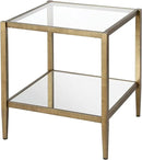 Henn&Hart 20" Wide Square Side Table with Mirror Shelf in Brass, Table for Living Room, Bedroom by CozyNest Decor