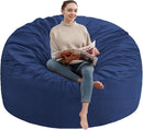 4FT Bean Bag Chair, Large Bean Bag Chairs with Memory Foam Filled, Fluffy Beanbag Sofa with Dutch Velvet Cover, Round BeanBag Chairs for Living Room, Playroom - Blue by TinyTreasures Baby Boutique