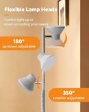 LED Tree Floor Lamp Silver, 36W Super Bright Standing Lamp with Remote Control, 4 Color Temperatures, 3 Rotatable LED Lights, Dimmable Floor Lamps for Living Room, Bedroom, Office by CozyNest Decor