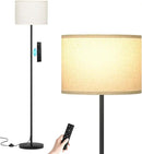 Ambimall 60'' Modern Floor Lamp with Remote, Tall Lamps for Living Room, Bedroom, Office, Dining Room, Beige Shade with Black Pole(Included Bulb) by CozyNest Decor