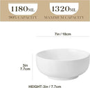 MALACASA Salad Bowls Set, 44 OZ (7") Large Soup Bowls Cereal Bowl for Kitchen, White Ceramic Bowls Set of 2, Dishwasher & Microwave Safe,Series REGULAR by CozyNest Decor