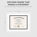 Homeforia 11x14 White Diploma Frame, High End Black Oak 11 x 14 Certificate Wood Frames with Mat 8.5x11, 14x11 Wooden Document Matted Frame, Award Graduation Frames, Tempered Glass, Wall Kit, Set of 1