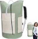Laundry Bag Backpack, 125L Extra Large Travel with Shoulder Straps, Adjustable & Extendable Design, Laundry Hamper Bag with 3 Pockets for Laundromat, College, Travel, Camping (Green) by TinyTreasures Baby Boutique