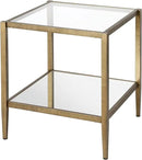 Henn&Hart 20" Wide Square Side Table with Mirror Shelf in Brass, Table for Living Room, Bedroom by CozyNest Decor