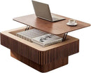 Lift Coffee Table with Storage & Adjustable Height, Solid Wood Coffee Table Fluted Center Table Accent Tea Table or Living Room, Apartment, Office (38.6" Walnut) by CozyNest Decor