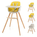 HONEY JOY High Chair, 3-in-1 Eat & Grow Wooden Highchair/Booster Seat/Toddler Chair with Removable Tray, 5-Point Harness, PU Cushion and Footrest for Baby, High Chair for Babies and Toddlers Yellow by TinyTreasures Baby Boutique