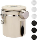 ShanSon Coffee Canister Airtight Coffee Container Stainless Steel Coffee Bean Storage Container with Scoop Coffee Canister for Beans Grounds Sugar Flour Tea Cereal,16OZ, Beige by CozyNest Decor