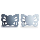 FRIGG Butterfly Anatomical SilkySoft Silicone Baby Pacifier | Made in Denmark | BPA-Free (Slate/Powder Blue, 0-6 Months) by TinyTreasures Baby Boutique