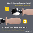 Ali+Oli Spoon & Fork Learning Set for Toddlers (Powder Pink) 6m+ Grab Easy BPA Free Food-Grade Silicone Handle, Kids Silverware Self Feeding Baby Utensil, Multi-stage Baby Feeding Set Ergonomic Design by TinyTreasures Baby Boutique