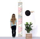 Kids Growth Chart, Wood Frame Fabric Canvas Height Measurement Ruler from Baby to Adult for Child's Room Decoration 7.9 x 79in (7.9 x 79in, Pink & Grey) by TinyTreasures Baby Boutique