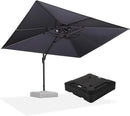PURPLE LEAF 9' X 12' Patio Umbrella with Base Outdoor Rectangle Umbrella Large Cantilever Umbrella Heavy Duty Outdoor Market Umbrella for Garden Deck Backyard Pool Grey by GreenHaven Gardens