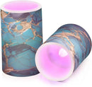 Flickering Flameless Candles, Turquoise Golden Marble LED Candles with Remote Timer, Set of 2 Battery Operated Candle for Valentine Wedding Birthday by GreenHaven Gardens