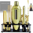 14-Piece Cocktail Shaker Set Bartender Kit with Black Stand, Bar Tool Set for Drink Mixing Bartending Kit Bar Sets Accessories: 750ml(25oz) Shaker, Jigger, Muddler, Cocktail Recipes (Gold) by CozyNest Decor