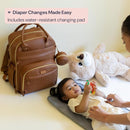 BabbleRoo Leather Diaper Bag Backpack - Baby Essentials Travel Baby Bag, Multi function, with Changing Pad, Stroller Straps & Pacifier Case – Unisex, Midnight Blue by TinyTreasures Baby Boutique