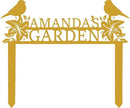 Personalized Metal Garden Name Sign with Flowers and Birds, Custom Yard Sign with Stake by CozyNest Decor