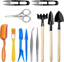 Andiker Mini Garden Tool Set, 12pcs Portable Gardening Hand Tools Set, Multiple Miniature Succulent Tools Set Easy to Carry for Seedlings, Bonsai, Succulents, Terrariums and Planting by GreenHaven Gardens