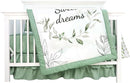 Green Leaf Crib Bedding Set, 4-Piece Baby Boy Bedding Set, Neutral Nursery Bedding Set, Fitted Crib Sheet, Crib Skirt, Baby Quilt, and Diaper Stacker, Sage by TinyTreasures Baby Boutique
