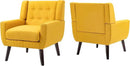 UIXE Accent Chairs Set of 2, Modern Armchair Upholstered Arm Chair in Fabric for Living Room, Comfy Single Sofa Seats Button Tufted Reading Seating, Yellow by CozyNest Decor
