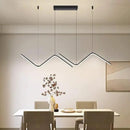 LED Modern Linear Pendant Lights, Dimmable LED Hanging Chandelier Fit Dining Room Kitchen Island, 3000K-6000K with Remote Contro Bright Light Fixture (Black, 47.2IN) by CozyNest Decor