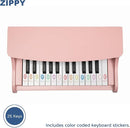 ZIPPY Kids Piano Keyboard, 25 Keys Digital Piano for Kids, Mini Music Educational Instrument Toy, Wood Toy for Toddlers Girls Boys (Pink) by TinyTreasures Baby Boutique