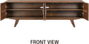 NTC Sapa Mid-Century Modern Solid Wood TV Stand 4-Door Media Console with Carved Geometric Fronts for TVs up to 75", Effortless Assembly, Dark Walnut by CozyNest Decor