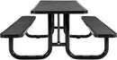 Global Industrial 8’L Rectangular Picnic Table, Expanded Metal, Black Thermoplastic Coating, Attached Benches, 1-1/2” Umbrella Pole Hole, Outdoor-Rated, 1000 lb Capacity, 96” x 30” Tabletop by GreenHaven Gardens