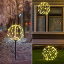 LIGHTSHARE 10IN 48LED Light Ball Yard Decoration Pathway Lights Sphere Light with Fold Flat Metal Frame Indoor Outdoor Waterproof Garden Lights, White Frame / Warm White Lights, 10 by GreenHaven Gardens