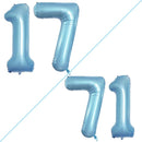 GOER Number 17 Balloons for 17th Birthday Sweet 17 Party Decorations,42 Inch Jumbo Foil Helium 71 Balloons for 71st Birthday Party Decoration (Light Blue) by TinyTreasures Baby Boutique