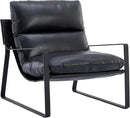 DUOMAY Mid-Century Accent Chair Armchair, Comfy PU Leather Leisure Chair Lazy Chair with Metal Leg for Living Room Bedroom Office Apartment, Black by CozyNest Decor