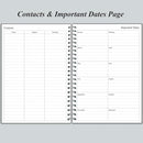 Daily Planner Undated - B5 To Do List Notebook Hourly Schedules, Spiral Appointment Planner for Women and Men, PVC Hardcover, Inner Pocket, Elastic Closure, 7" x 10", Grey by TinyTreasures Baby Boutique