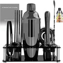 14-Piece Cocktail Shaker Set Bartender Kit with Black Stand, Bar Tool Set for Drink Mixing Bartending Kit Bar Sets Accessories: 750ml(25oz) Shaker, Jigger, Muddler, Cocktail Recipes (Black) by CozyNest Decor