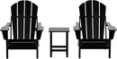 WO Home Furniture Adirondack Chairs Table Set of 3 PCS Outdoor Folding Chairs Side End Table Weather/UV Resistant for Lawn, Garden, Bon Fire, Balcony (Black) by GreenHaven Gardens