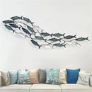Coastal Metal Fish Wall Decor, Large Nautical Fish Wall Décor,School of 20 Fish Wall Art,3D Fish Wall Sculpture,Fish Metallic Art Decor,Perfect for Living Room,Bedroom,Beach Or Boat Decor,59" X 16.5" by CozyNest Decor