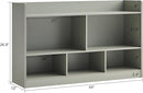 Kids Toy Storage Organizer, 5-Section Bookshelf for Organizing Books Toys, Wooden Storage Cabinet Daycare Furniture for School, Classroom Playroom, Nursery, Kindergarten (Grey) by TinyTreasures Baby Boutique