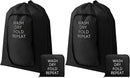 2 Pcs Travel Laundry Bag Washable Dirty Clothes Bag with Drawstring and Zipper for Suitcase, 22 x 18 Inch (Black,Classic) by TinyTreasures Baby Boutique